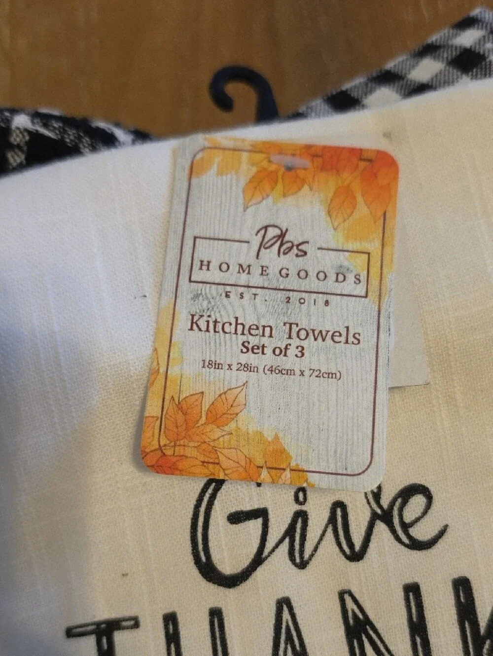 Give Thanks Fall Kitchen Towel Set - White & Black Plaid